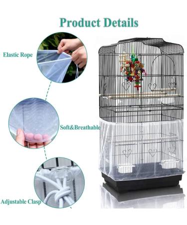 ASOCEA Universal Adjustable Bird Cage Seed Catcher - Nylon Mesh Net for Parrot, Parakeet, Macaw, African Round & Square Cages - Buy Online on GoSupps.com