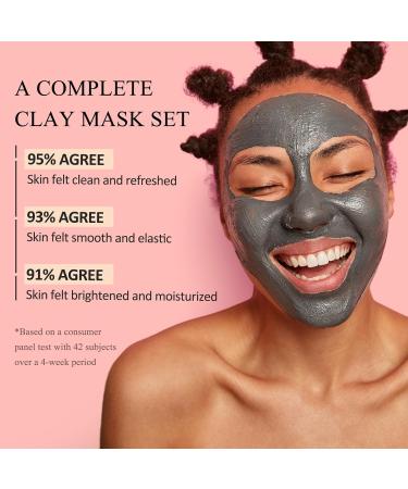 4 Pcs Clay Mask Set - Vitamin C Turmeric Dead Sea Mud & Blueberry | Deep Cleansing & Pore Refining Face Masks for Skincare 320g - Buy Online on GoSupps.com