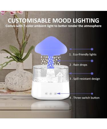 Cloud Rain Humidifier with Colorful Light & Aroma Diffuser - 7 Color Changing Lights - Multifunctional for Home, Desk, Bedside - White - Buy Online on GoSupps.com