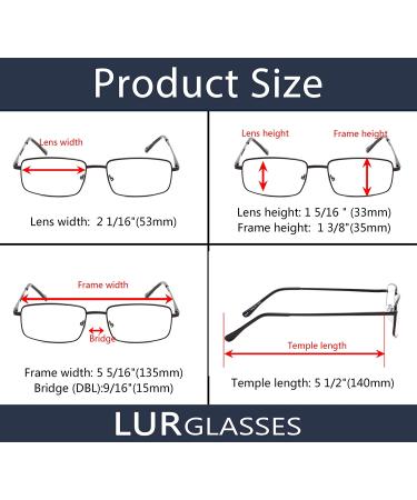3 Pack Metal Reading Glasses for Men - 6 Black 2.0x Magnification - Buy Online on GoSupps.com