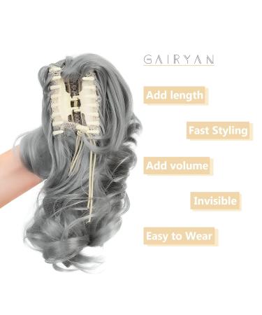 Gairyan 30cm Dark Gray Ponytail Hairpiece - Long Curly Claw Clip & Braid Extensions for Women | Synthetic Wavy Hair Extensions - Buy Online on GoSupps.com