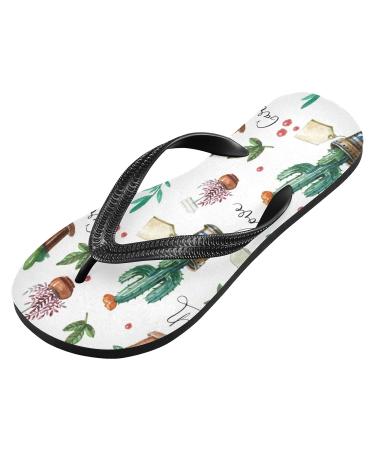 Buy Mnsruu Water-Colored Flower & Cactus Flip-Flops for Home Hotel Spa & Travel - Unisex Small Multicolored Footwear - Buy Online on GoSupps.com