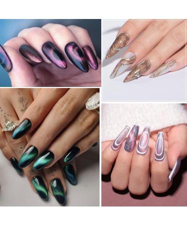 Cat Eye Gel Nail Polish Set - 6 Colors Shell Pearl Magnetic Holographic Galaxy Glitter - Soak Off UV Gel Polish with Magnet Stick - Chameleon Nails Valentine's Day Gift - Buy Online on GoSupps.com