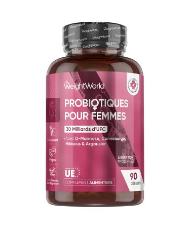 Probiotique Femmes - 90 G lules 30 Milliards d UFC pour 1 Mois Lactobacillus Rhamnosus Prebiotique et Probiotique Inuline et Extraits Botaniques - Vegan sans OGM et sans Gluten