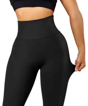 RXRXCOCO High Waist Leggings for Women - Push Up Scrunch Booty Gym Pants Opaque & Long | Perfect for Running & Sports Black - Buy Online on GoSupps.com