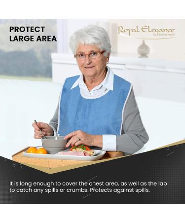 Premium Adult Bibs for Elderly Seniors and Disabled - Adjustable Terry Cloth Protectors in Blue - Buy Online on GoSupps.com