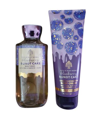 Bath & Body Works Blueberry Bundt Cake Ultimate Hydration Body Cream and Body Gel Wash 2 Piece Set