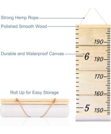 MHJY Kids Height Chart - Wooden Ruler Growth Measurement Wall Decor for Boys and Girls - 7.9'' x 79'' Canvas Height Measure Chart - Nursery Bedroom Decor - Buy Online on GoSupps.com