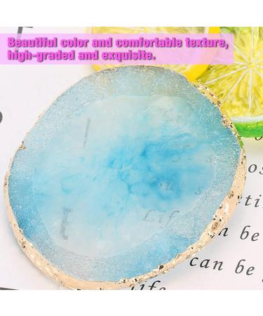 Resin Stone Manicure Palette Gilded Edge Nail Art Pallet Nail Art Mixing Palette Nail Art Paint Palette for Lipstick Pigment Mixing(Blue) - Buy Online on GoSupps.com