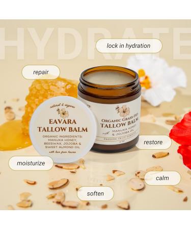 Eavara Beef Tallow for Face Moisturizer with Manuka Honey & Pure Essential Oils Organic Face & Body Balm Natural Skincare with Jojoba Sweet Almond Tamanu & Baobab Oils Made in USA 4oz - Buy Online on GoSupps.com