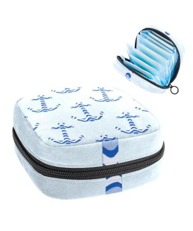 GIAPB Period Bag Sanitary Napkin Storage Bag Period Pouch Travel Makeup Bag Anchor Pattern Color621