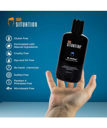 Mr. Radiant Daily Face Wash | Deep Cleansing Exfoliator for Men | Natural Hydrating Facial Cleanser - Prevents Breakouts 8oz - Buy Online on GoSupps.com