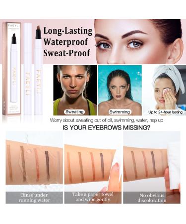 Long-Lasting Waterproof Eyebrow Pen - Smudge-Proof Dark Brown Liquid Makeup for Women | Tilted-Pronged Tip for Natural Eyebrows - Buy Online on GoSupps.com