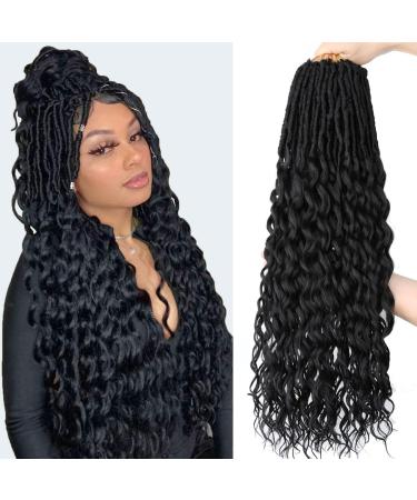 24 Inch Faux Locs Crochet Hair 6 Packs Soft Goddess Locs Crochet Braids Pre Looped Crochet Hair Extensions for Women (24 Inch 1B) 24 Inch 1B