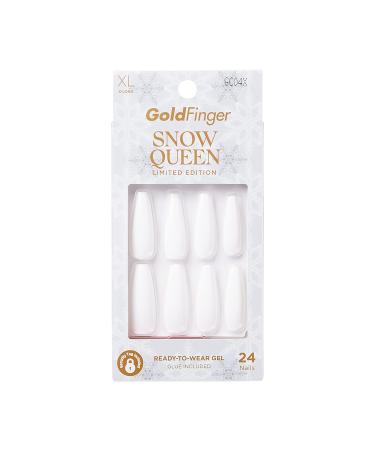 GoldFinger Limited Edition Snow Queen Press On Manicure, Gel Nail Kit, Polish Free Mani, X-Long Length (White Christmas) #White Christmas