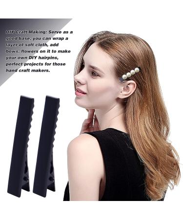 100pcs Metal Alligator Hair Clips Flat Top with Teeth - Hairdressing Salon Hairpins for Women and Girls - Black - Buy Online on GoSupps.com