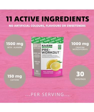 Kaizen Naturals Pre-Workout Pink Lemonade 243g Pouch - Buy Online on GoSupps.com