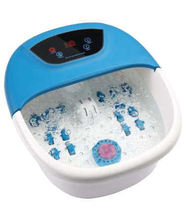 Foot Spa Massager with Bubble Jets Foot Bath with Customizable Heating Temperature 14 Rollers and Removable Pumice Stone for Soothing Tired Overworked Feet(Blue) Classic Blue