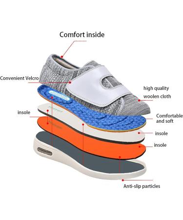 FZYUAN Diabetic Shoes for Elderly - Wide Width Diabetic Slippers with Adjustable Closure for Swollen Feet - Breathable Lightweight Non Slip Walking Sneakers - Size Women's 10/Men's 9 - Buy Online on GoSupps.com