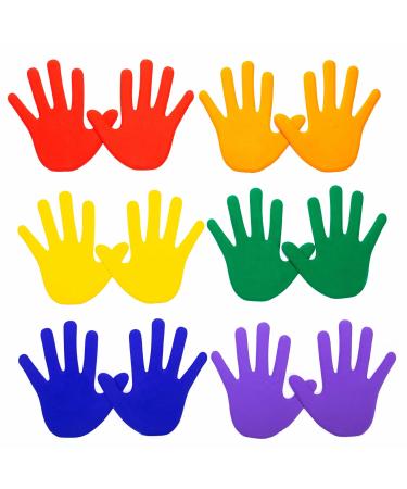 K-Roo Sports Set of Six Colorful Hand-Shaped Floor Markers - Non-Slip Rubber Pairs of Handprints for School, Gym Class, Gymnastics, Dance, Karate, Classroom, Includes Mesh Bag