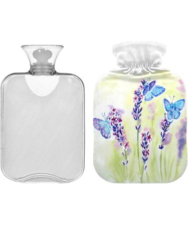 NAANLE 2L Hot Water Bottle with Cover - Watercolor Butterfly Design for Back Pain Relief & Warmth Therapy | Transparent Hot Water Bottle for Hands & Neck - Buy Online on GoSupps.com