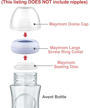 Maymom Dome Caps Screw Rings Sealing Discs Compatible with Avent Natural Bottles Avent PP Bottles or Natural No Nipple Included. Convert Avent Classic Bottle Into Natural Set - Buy Online on GoSupps.com