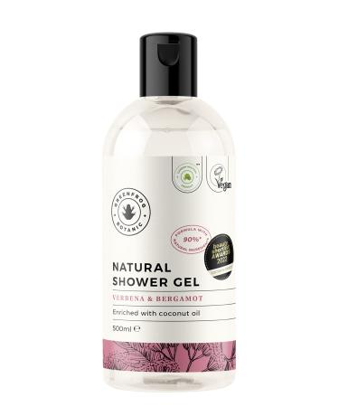 Greenfrog Botanic Natural Shower Gel Verbena & Bergamot 500ml with scents of Uplifting Bergamot and Citrus Fruit. Moisturises Protects Gentle Eco-Friendly Cruelty-Free Vegan