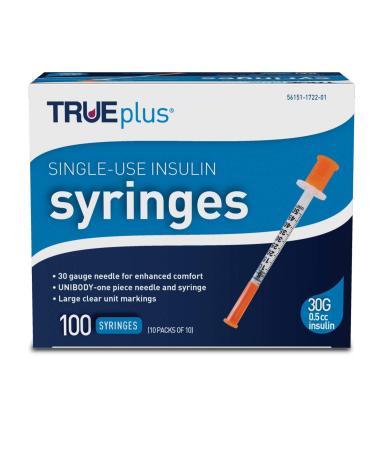 TRUEplus - Insulin Syringes 30g 0.5cc 5/16 (Pack of 100)