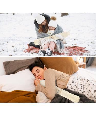 HomeWit 2L Long Hot Water Bottle - Super Soft Chenille Cover & Cotton Cover - Ideal Neck Heat Therapy - Champagne Color - Buy Online on GoSupps.com