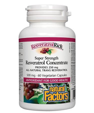 Natural Factors ResveratrolRich Super Strength Resveratrol Concentrate 60 Vegetarian Capsules