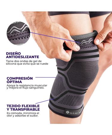 Buy Copper Compression Knee Brace for Sports | Pain Relief & Injury Support - Men & Women (Large Black & Gray - Buy Online on GoSupps.com