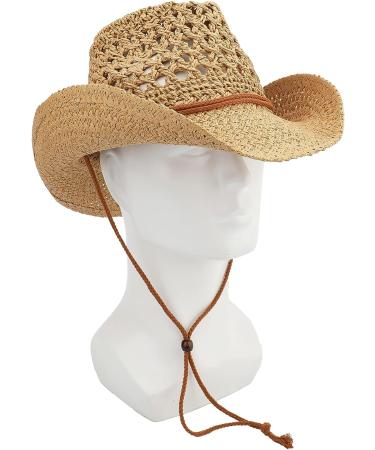 Melesh Adult Sun Straw Western Cowboy Hat in Khaki - Stylish Protection from the Sun - Buy Online on GoSupps.com