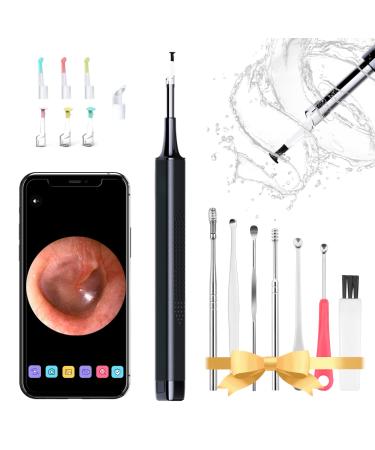 Ear Cleaner with Camera  Ear Wax Removal Tool Camera 1080P HD  Wireless Otoscope with Light  Waterproof Ear Camera for iPhone  iPad  Android Phones (Black)