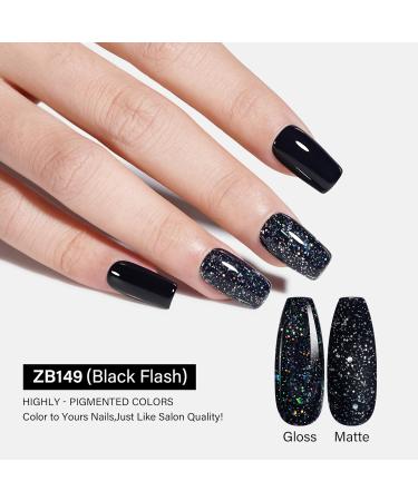 Tomicca UV Nail Polish Glitter Black - 15ml Gel Nail Varnish | Soak Off Black Glitter Gel for Perfect Manicure - Buy Online on GoSupps.com