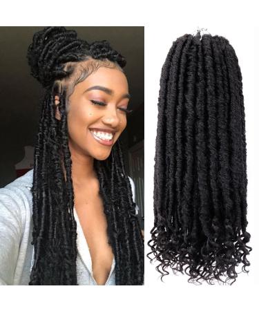 Goddess Locs Crochet Hair 6 Packs 16 Inch Straight Faux Locs Crochet Hair for Black Women Crochet Pre-Looped Curly Hair Soft Faux Locs Synthetic Braiding Hair Extensions (16 Inch 6 Packs 1B) 16 Inch (Pack of 6) 1B
