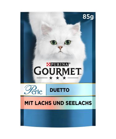 Gourmet PURINA GOURMET Perle Duetto wet cat food with salmon and pollock 26-pack (26 x 85g) - Buy Online on GoSupps.com
