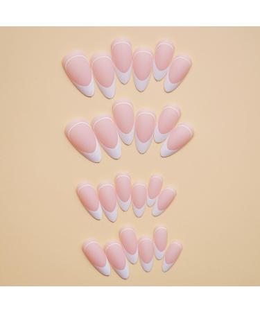 Matte French Tip Press on Nails - Long False Nails Press On Nails with Nail Tips press on nails Acrylic False Nails Cute Artificial Nails - Buy Online on GoSupps.com