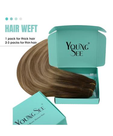 Youngsee Tressen Real Hair Balayage Weaving Extensions - 45cm Double Tresse #4/10/16 for Natural Brown Blonde Styles 100g Invisible Hairpin - Buy Online on GoSupps.com