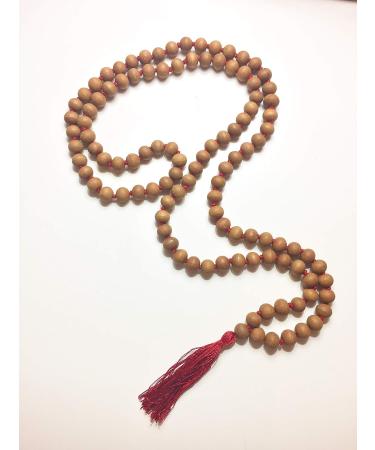 CMEI Sandalwood 108+1 8mm Tibetan Mala Necklace with Red Tassel for Meditation and Yoga - Buy Online on GoSupps.com