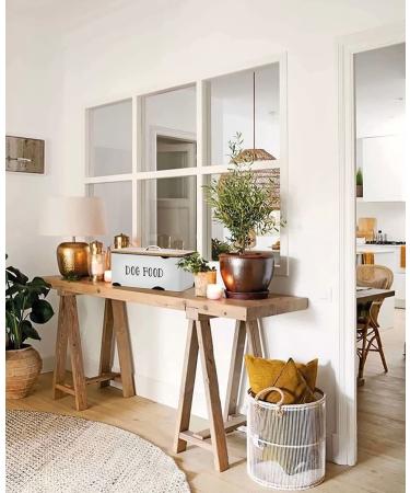 JIAYUAN Farmhouse Dog Food Storage Container | White Tin Pet Food Canister Bin with Wood Lid for Dogs - Rustic Design - Buy Online on GoSupps.com