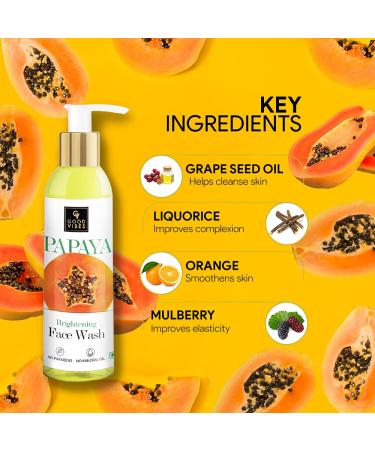 Good Vibes Papaya Face Wash | Gentle Oil Control Cleanser for Blackheads & Pores | Paraben & Mineral Oil Free | 6.76 Fl Oz - Nourishing Facial Cleanser - Buy Online on GoSupps.com