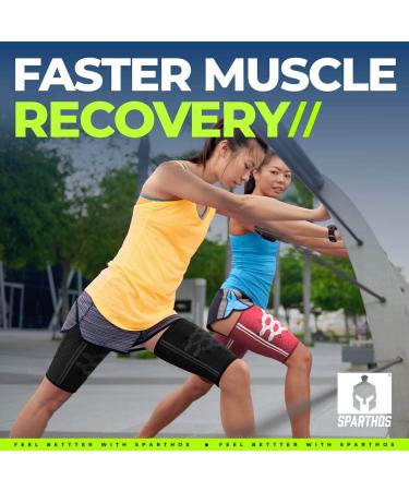 Sparthos Thigh Compression Sleeves - Quad & Hamstring Support - Men & Women - Breathable Elastic Blend - Anti Slip - Midnight Black - XX-Large (Pair) - Buy Online on GoSupps.com