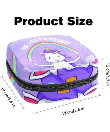 Portable Women's Binding-Storage Bags | Menstrual Cup Pocket & Tampon Insert for Teen Girls | Unicorn Rainbow Purple Design - Buy Online on GoSupps.com