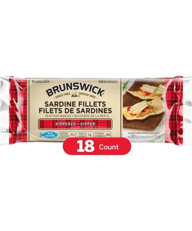 Brunswick Sardine Fillets Seafood Snacks Golden Smoked 92g 18 Count & Sardine Fillets Seafood Snacks Kippered 100g 18 Count Fish + Fish 18 Count - Buy Online on GoSupps.com