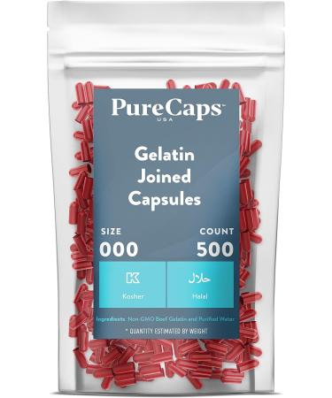 PurecapsUSA Empty Red Gelatin Pill Capsules - Size 000, 500 Count - Fast Dissolving & Preservative Free - Natural Ingredients - Pack of 1 - Buy Online on GoSupps.com