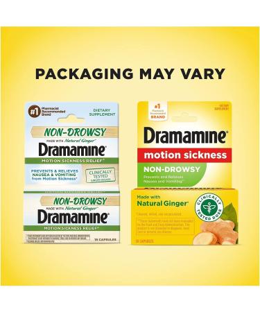 Dramamine Non-Drowsy Naturals Motion Sickness Relief Capsules - Pack of 3 (18 ea) | International Shipping - Buy Online on GoSupps.com