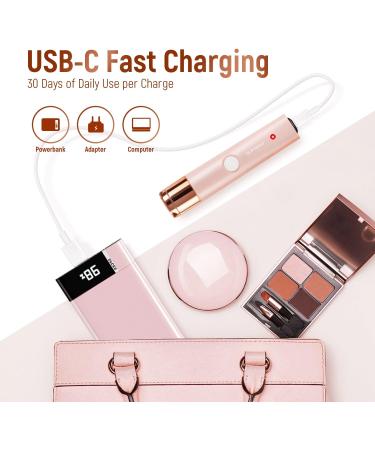 SUPRENT Facial Hair Remover for Women - USB-C Rechargeable Waterproof 2-in-1 Eyebrow Razor & Face Trimmer - Perfect for Peach Fuzz Lips & Chin (Pink - Buy Online on GoSupps.com