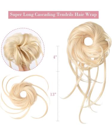 REECHO Super Long Tousled Updo Hair Bun Extension - Beige Blonde | Curly Wavy Hair Wrap Ponytail Scrunchie for Women Girls - Buy Online on GoSupps.com