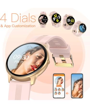 AGPTEK Women's Smart Watch - IP68 Waterproof Activity Tracker with Heart Rate Monitor & Full Touch Screen - Pink/Rose Gold - Buy Online on GoSupps.com