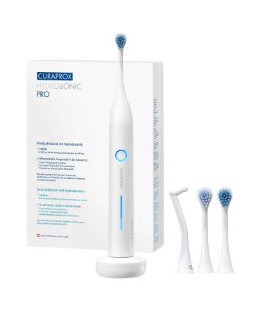 Curaprox Electric Hydrosonic Pro Toothbrush with 3 Brush Heads, Charger, and Travel Case Extra Soft bristles Power Sonic Toothbrush